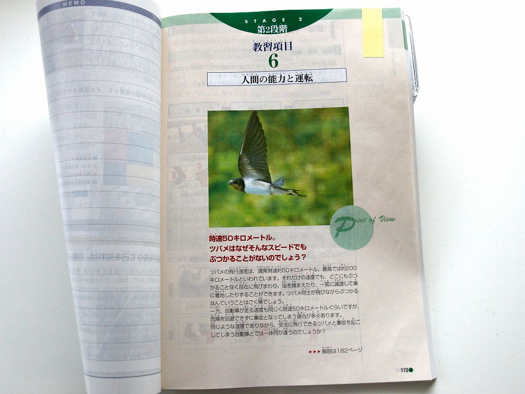 ツバメの飛翔写真運転免許教本